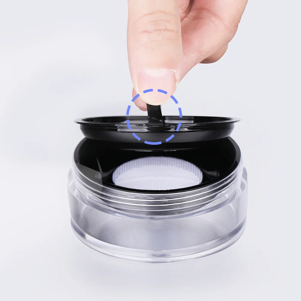 

20g Loose Powder Case Black Lid Portable Makeup Powder Container Travel Puff Holder Double Layer Sifter Leak Proof