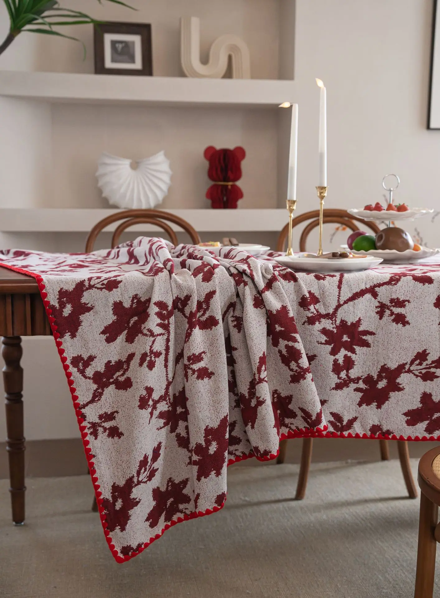 Embroidery Circular Tablecloth Rectangle Jacquard Dust-Proof Table Cover Kitchen Dinning Living Room Tabletop Home Decorations
