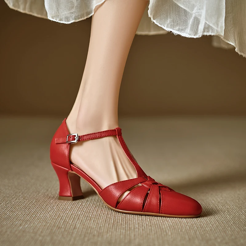 Sandals Women 2025 Simple Style T-strap Sandals for Girls Women Sexy Closed Toe Elegant Party Wedding Shoes Summer Sandalias