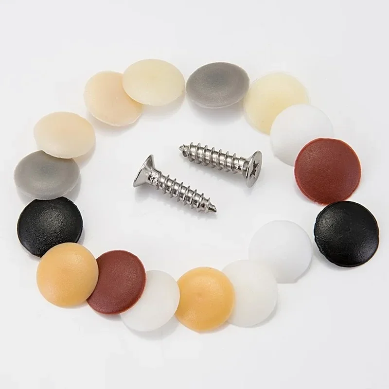 100 Pcs/bag Plastic Nuts Bolts Covers Exterior Protective Caps Practical Self-tapping Screws Decor Cover Furniture Hardware