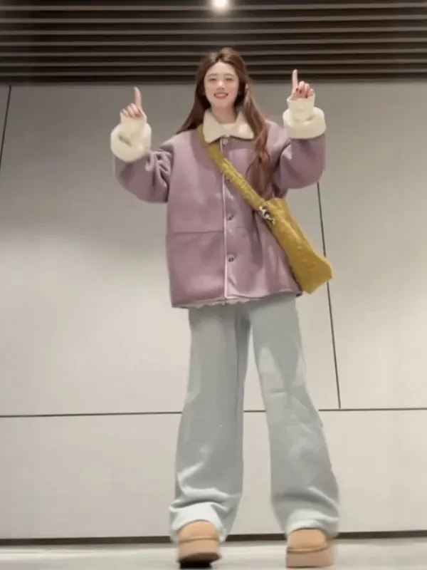 

Корейский Sle Loose Long Sve ort Jaet Красивая уникальная зимняя верхняя одежда для женщин Теплая прилегающая повседневная мода