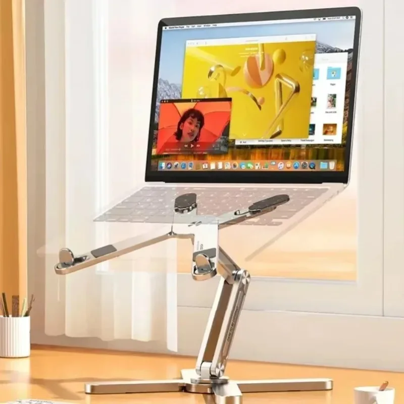 360° Rotating Laptop Stand Aluminum Alloy Foldable Ergonomic Adjustable Height for Notebook Desktop Office Home Travel Use