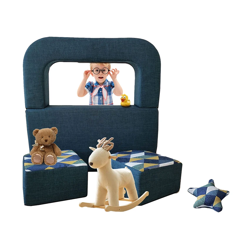 โซฟาโฟมเฟอร์นิเจอร์บ้านคุณภาพพรีเมียม ชุด 4 ชิ้น พับได้ โฟมเมมโมรี่นุ่มสบาย เหมาะสำหรับเด็กเล่น ปรับเปลี่ยนเป็นที่นอนได้