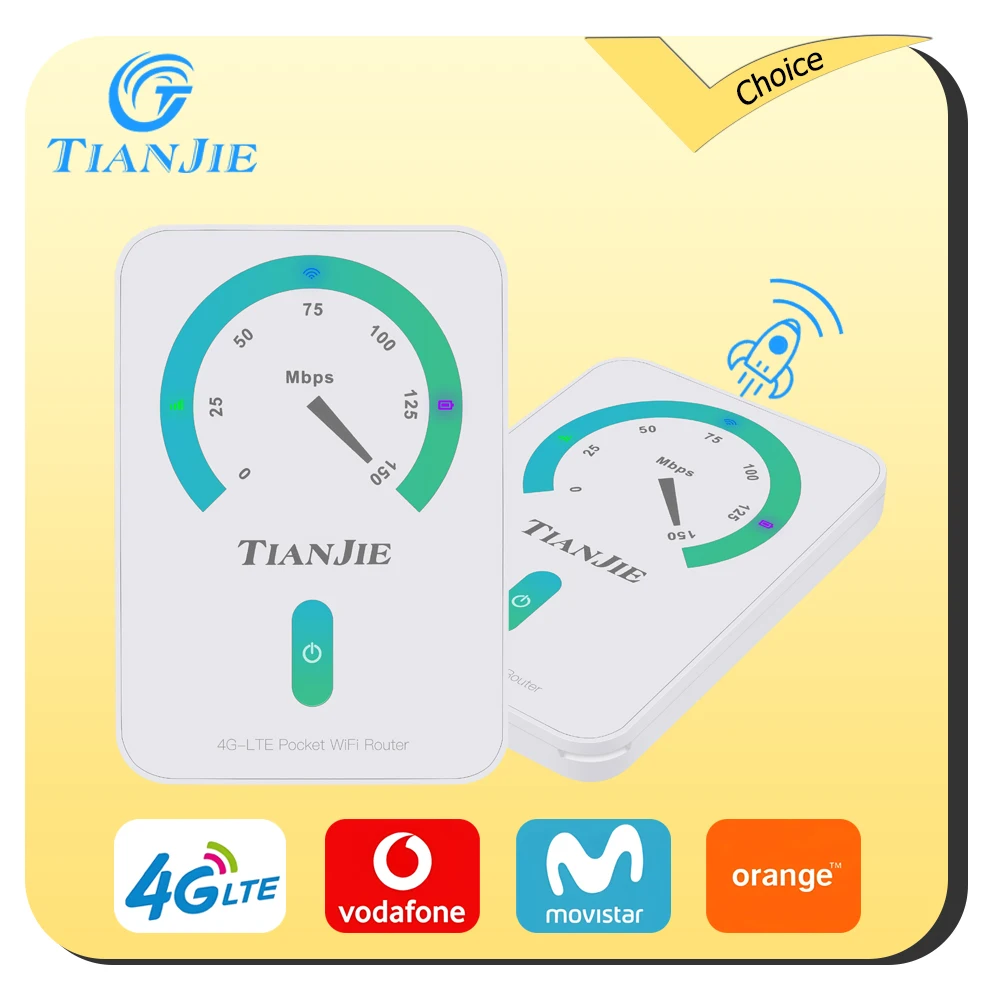 TIANJIE-Router WiFi Universal MF906 4G LTE, batería de 1800mAh, inalámbrico, módem 150mbpsPortable, Mini punto de acceso al aire libre, Mifi de bolsillo(Compatible Telefónica/Movistar/Vodafone/‌Orange‌/‌Yoigo)