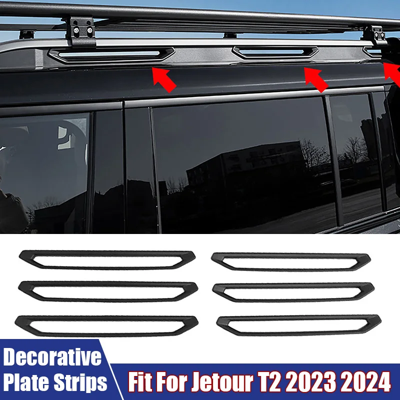 6Pcs/Set Car Roof Travel Rack Modified Decorative Strips For Jetour T2 2023 2024 Luggage Rack Decorative Frame Car Accessories