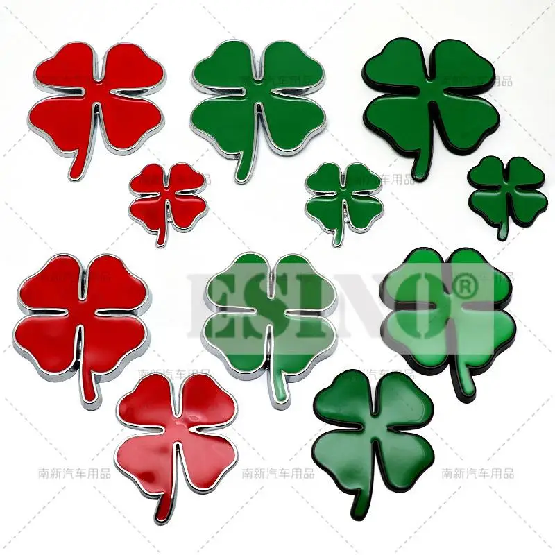 

Car 3D Metal Chrome Zinc Alloy Emblem Lucky Four Leaves Clover Quadrifoglio Car Badge Body Trunk Fender Adhensive Sticker