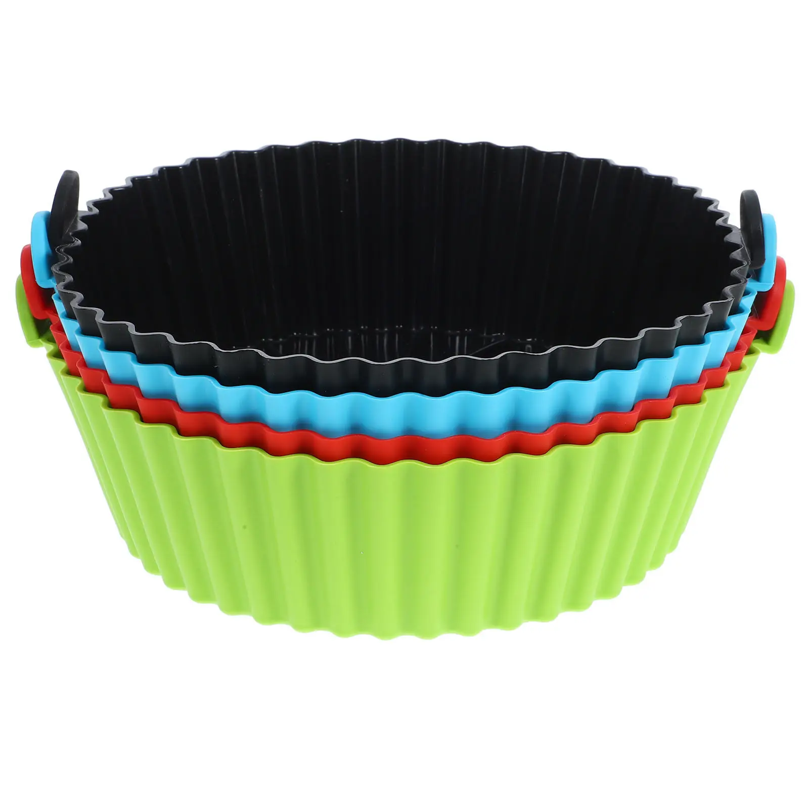 4Pcs Silicone Round Reusable Non Stick Silicone Pots Bowls Heat Resistant Baking Tray Mats Air Fryer