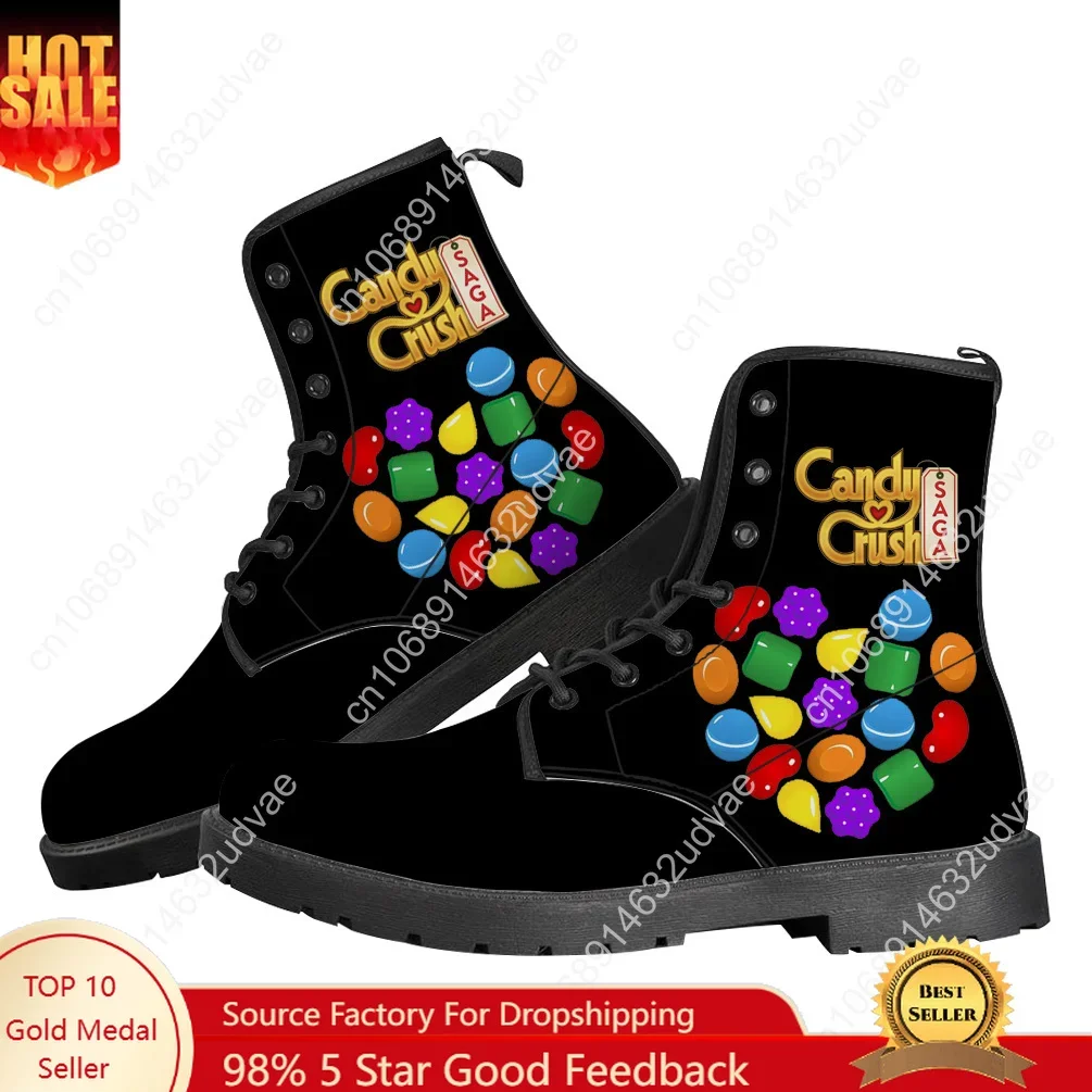 

Саги Candy Crush Saga, мужская и женская обувь для подростков, повседневные ботинки, уличный светильник, высокое качество, пара с принтом по запросу, обувь на заказ
