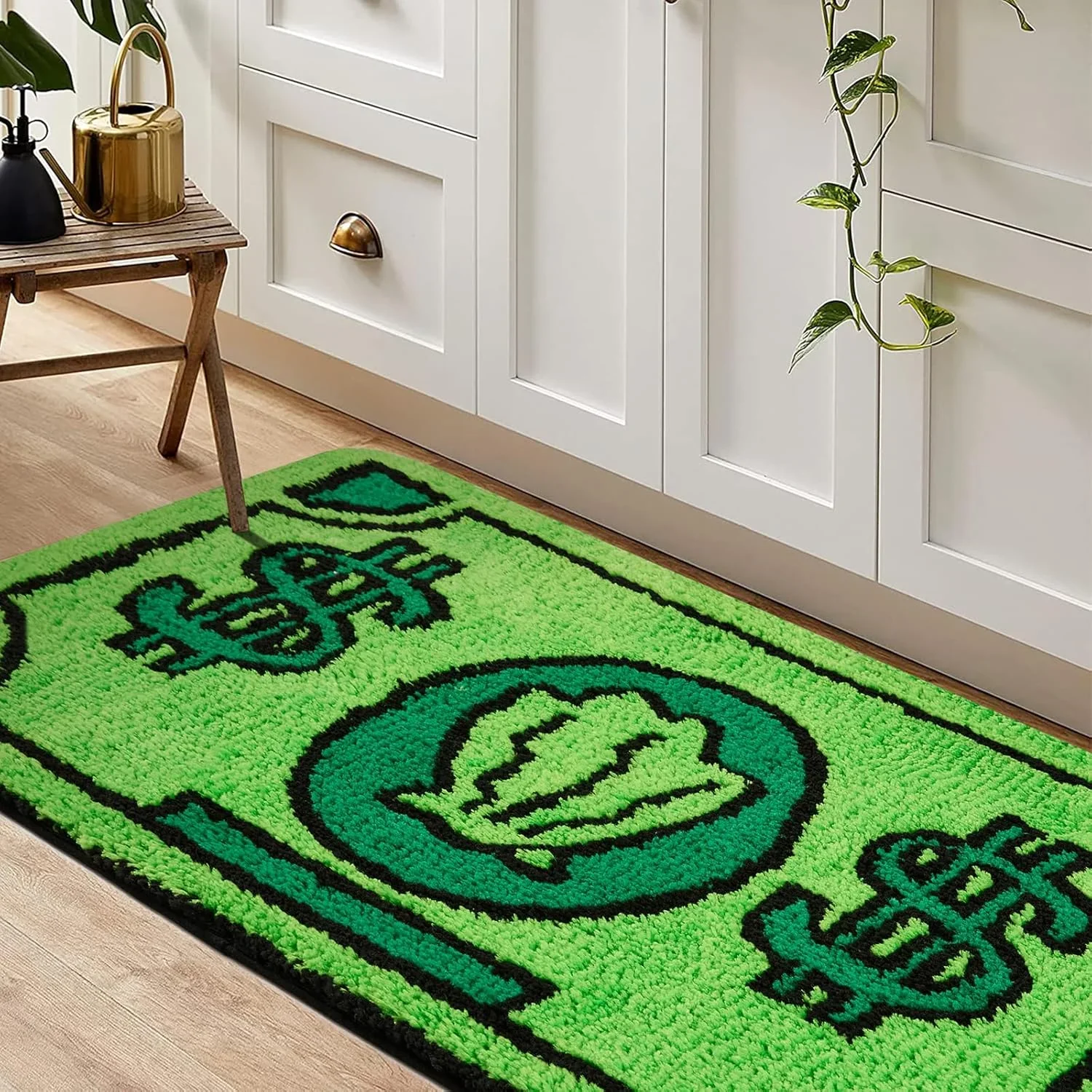 VIKAMA – tapis à motif de billets de banque, pantalon carré, pour chambre familiale, salon, chevet, porte d'entrée, décoration chaude pour la maison, chat
