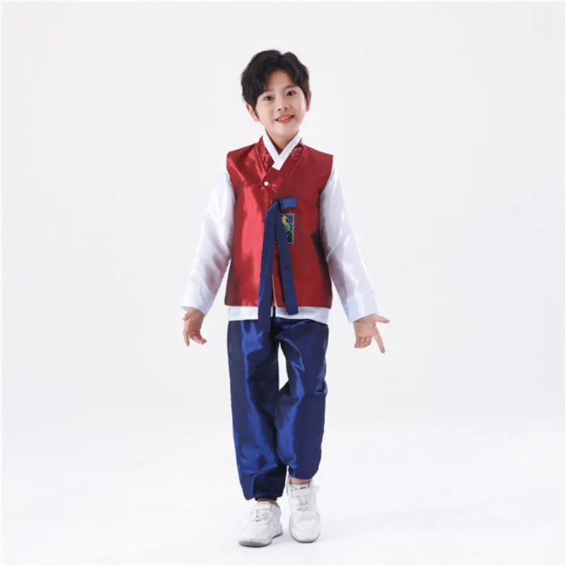 

2026 Children's Long Sleeved Hanbok Ethnic Korean Kids' Performance Dress Boys' Breathable Dance Dress Photography Dress LI665