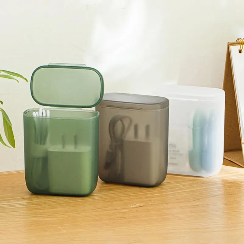 Portable Wire Cable Storage Box Travel Headphone Organizer Bin Drawer Makeup Holder Dust-proof Charger Storage Case in Office