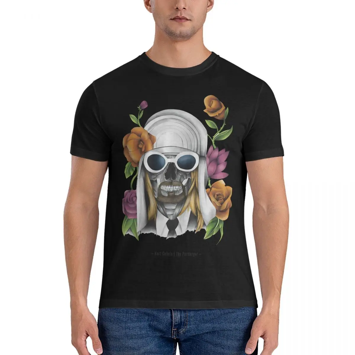 Men T-Shirts The Passenger Funny Pure Cotton Tees Short Sleeve K-Kurt Singer Cobain T Shirts Round Neck Clothing Graphic Printed