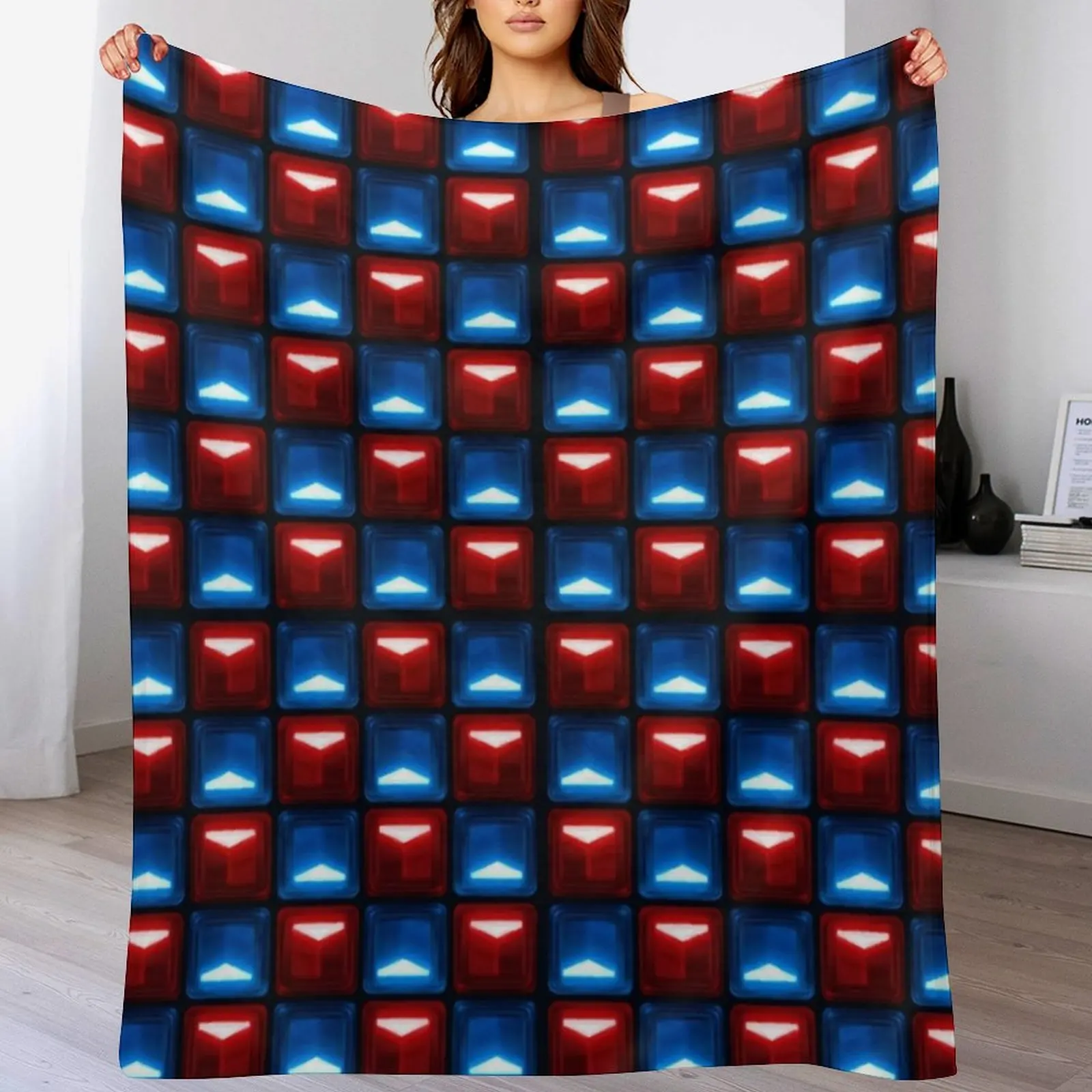 Beat Saber - V2 Block Pattern Throw Blanket Personalized Gift Thermal Blankets