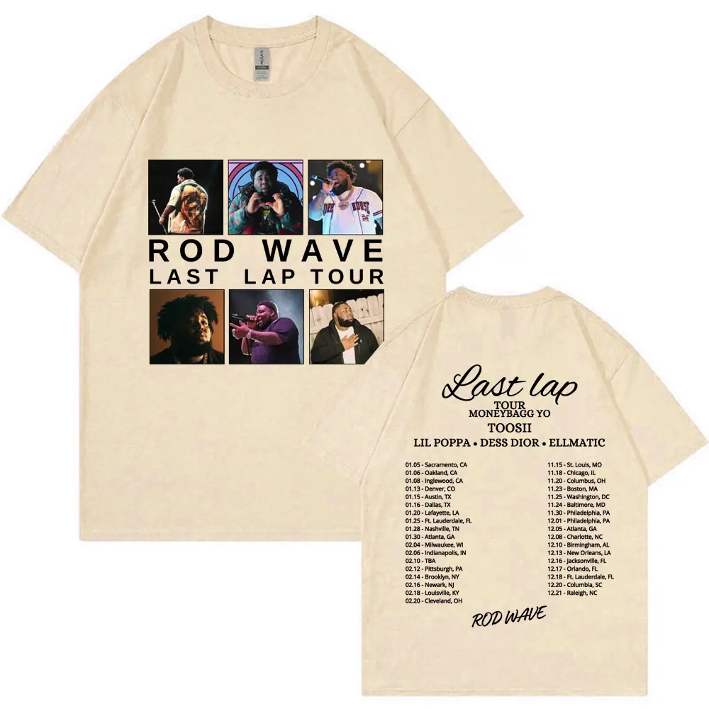 Rapper Rod Wave Last Lap Tour Print T Shirt Men Women Harajuku Hip Hop High Street T-shirts Fashion Loose Cotton Tees Streetwear