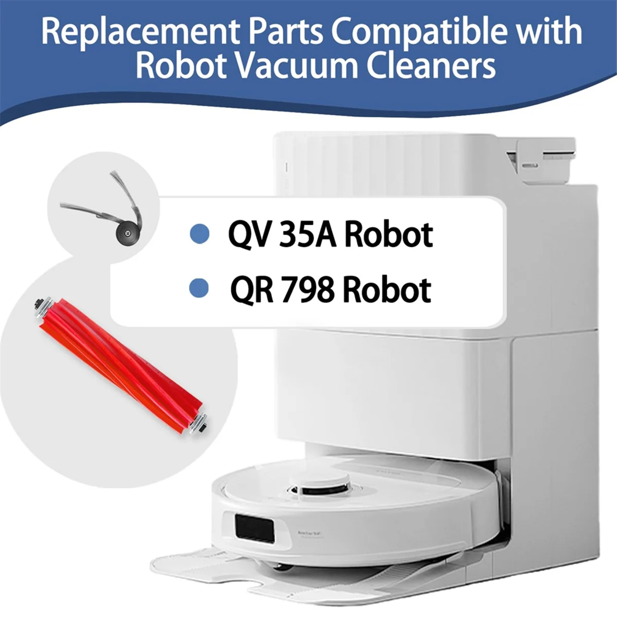 SANQ อะไหล่สําหรับ Roborock QV 35A / QR 798 เครื่องดูดฝุ่นชิ้นส่วนหุ่นยนต์,แปรงหลัก,ตัวกรอง HEPA,ผ้าเช็ดทําความสะอาด,ถุงเก็บฝุ่น