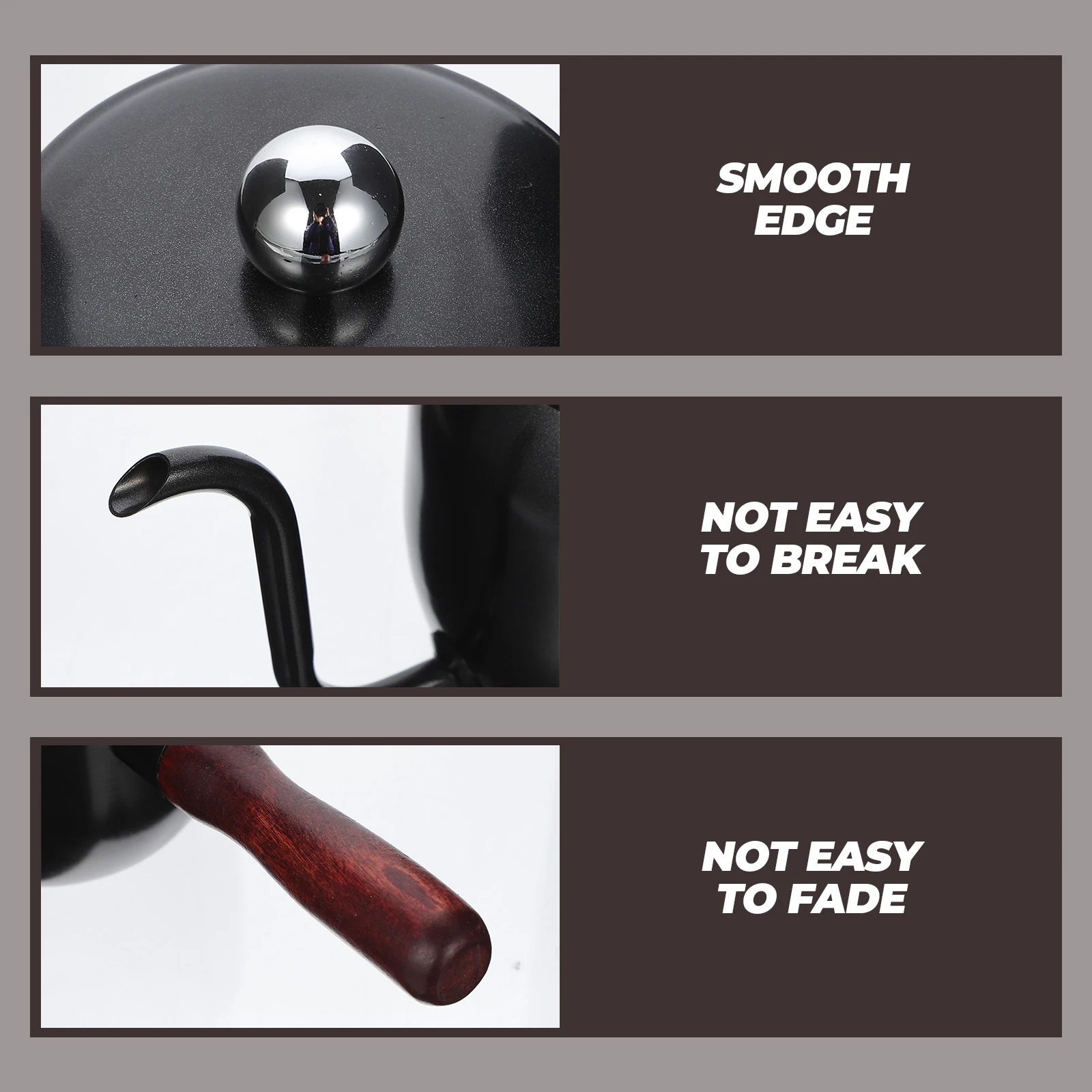 

1 pc Stainless Steel Kettle Long Mouth Wooden Handle Heat Resistant Pot For Kitchen Office Cafe Hand Brewing Coffee Pot Long