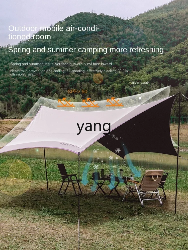 LXL Vinyl Canopy Silver Pastebrushing Anti-DDoS Sunscreen and Rain-Proof Hexagonal Outdoor Camping Supplies Equipment