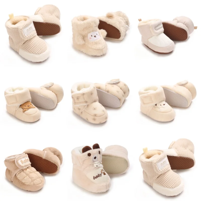 

Winter Apricot Baby Cute Shoes for Boys and Girls Walking Shoes Comfortable and Soft Preschool 0-18M Newborn Warm Knitted