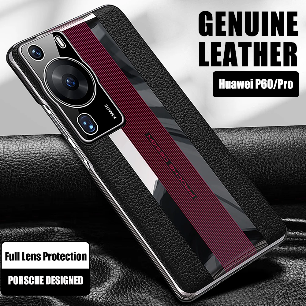 Genuine 3D Crocodile Leather Phone Case For Huawei P60 Pro Shockproof Original Plating texture Cover for P60Pro Capa Coque