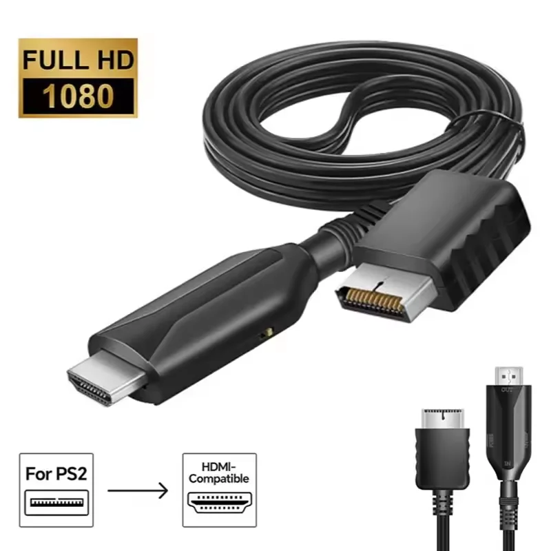 For Playstation 2 to Converter HDMI-Compatible Adapter Supports for PS2/PS1 Display Modes for HDTV PC Full HD Cable