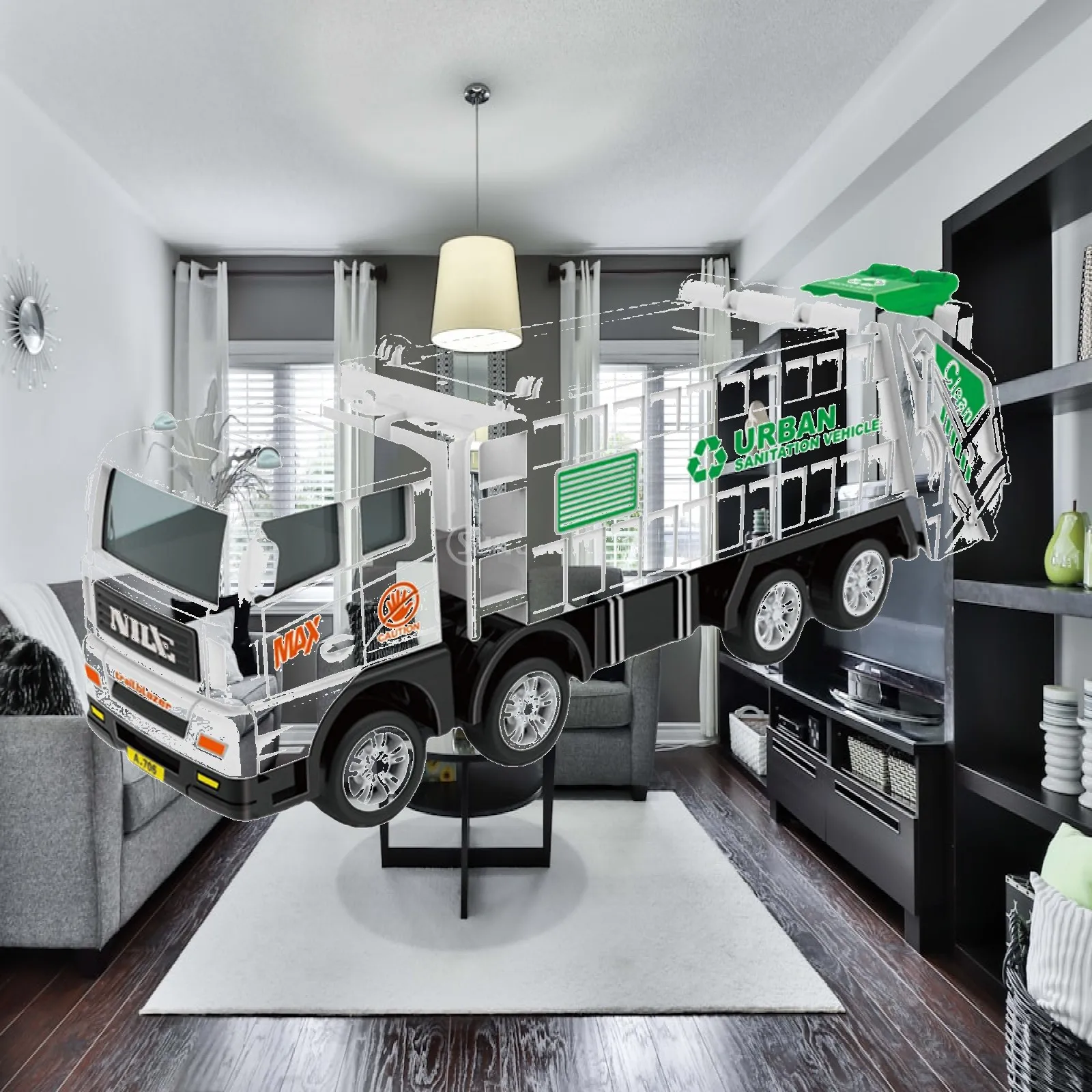 Garbage Truck Toy Push and Go Vehicle Garbage Vehicles Toy Recycling Truck for Kids Children Toddlers Boys Birthday Gift