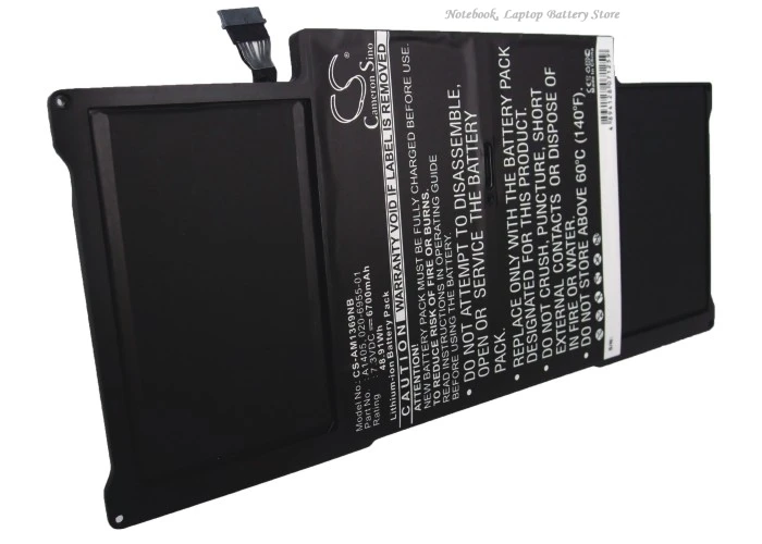 

7.3V 6700mAh Laptop Battery A1369 A1377 020-6955-B 020-6955-01 for Apple Macbook Air 13.3" A1369,A1369 Late 2010, MC504, MC503