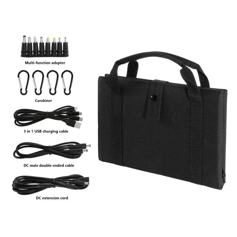 60W 18V FoldableSolar Panel Folding Bag Dual DC Output Solar Charger Portable Solar Charging Device Outdoor Portable Power