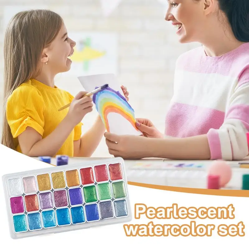 Pearlescent Water Colors Professional Watercolor Paint Vibrant Glitter Colors Paint Professional Watercolor Set For Artists Long