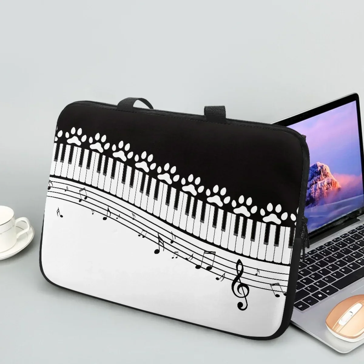 

2024 Travel Universal Portable Tablet Bag Music Note Piano Creative Dog Paw Design Laptop Bag Computer PC Carry Case Cover Pouch