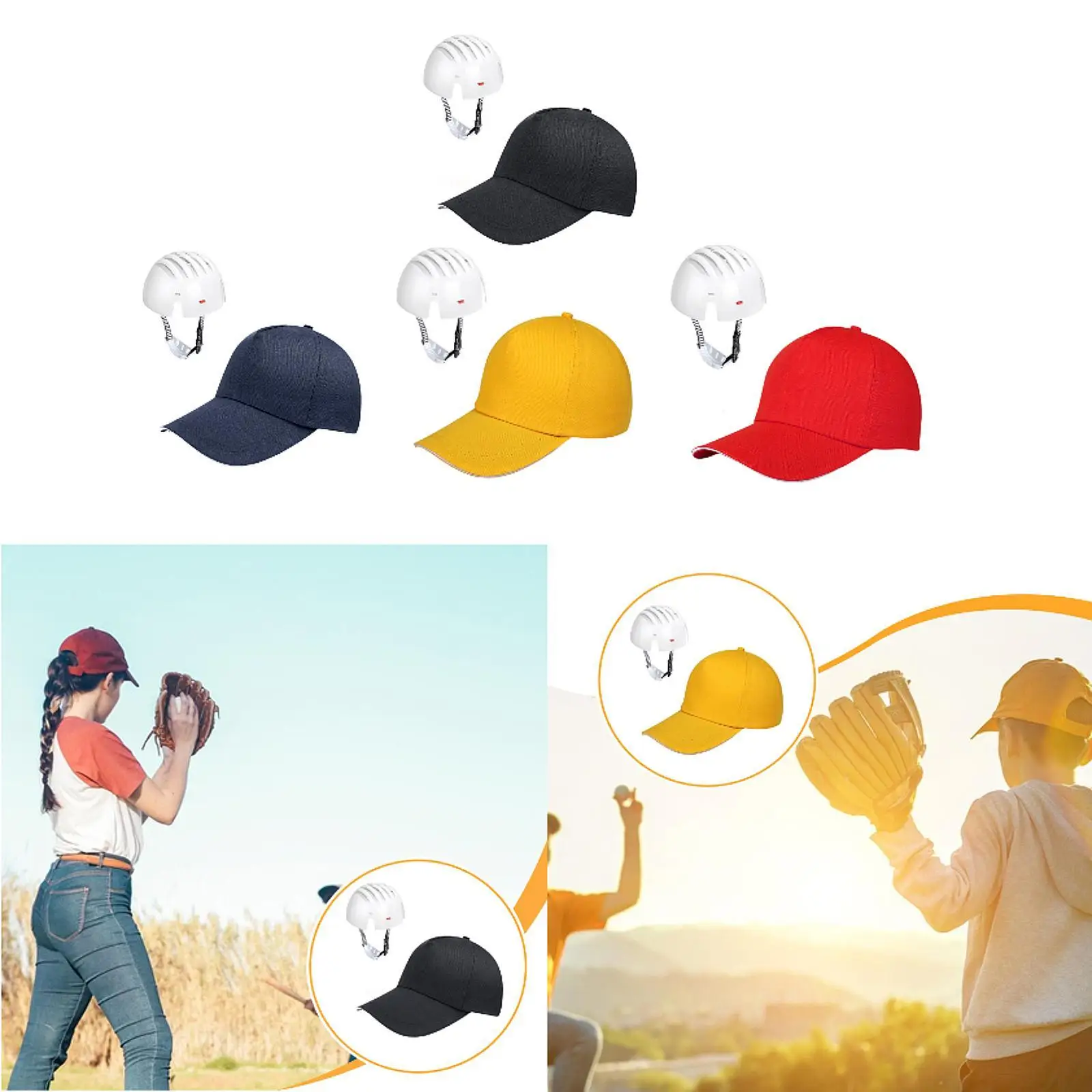 

Safety Cap with Cap Insert Headgear for Bicycling Trips Cycling