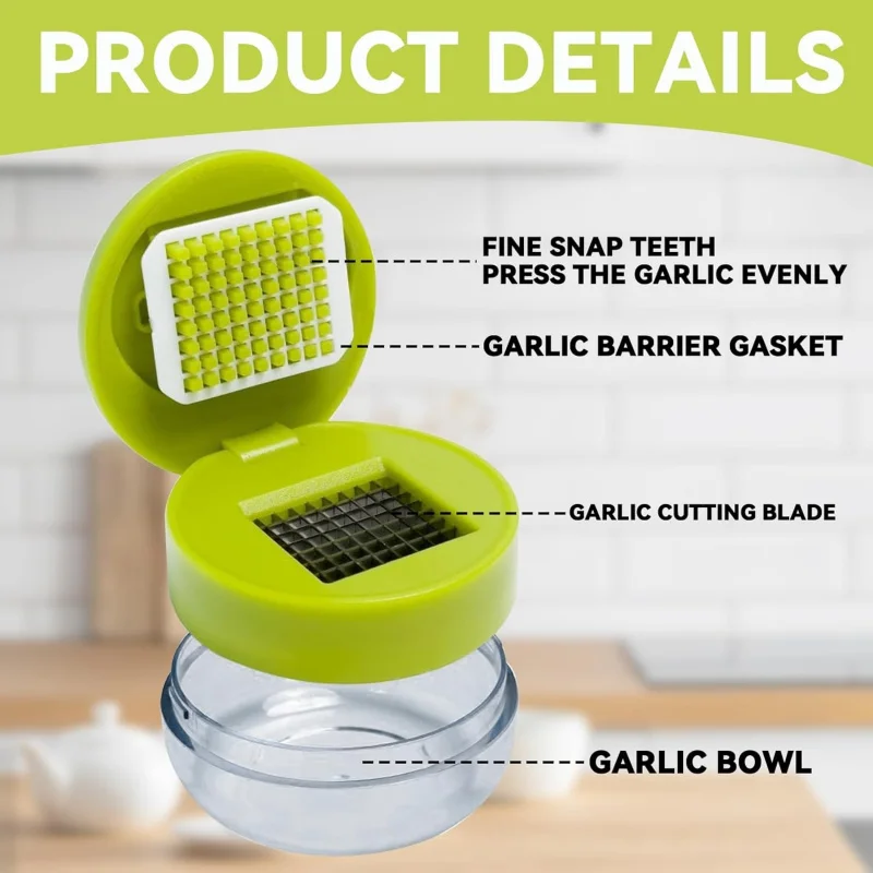 Garlic Mincer for Kitchen Easy to Use Mini Garlic Press Chopper with Garlic Guard, Kitchen Tool for Food Preparation and Cooking view 4