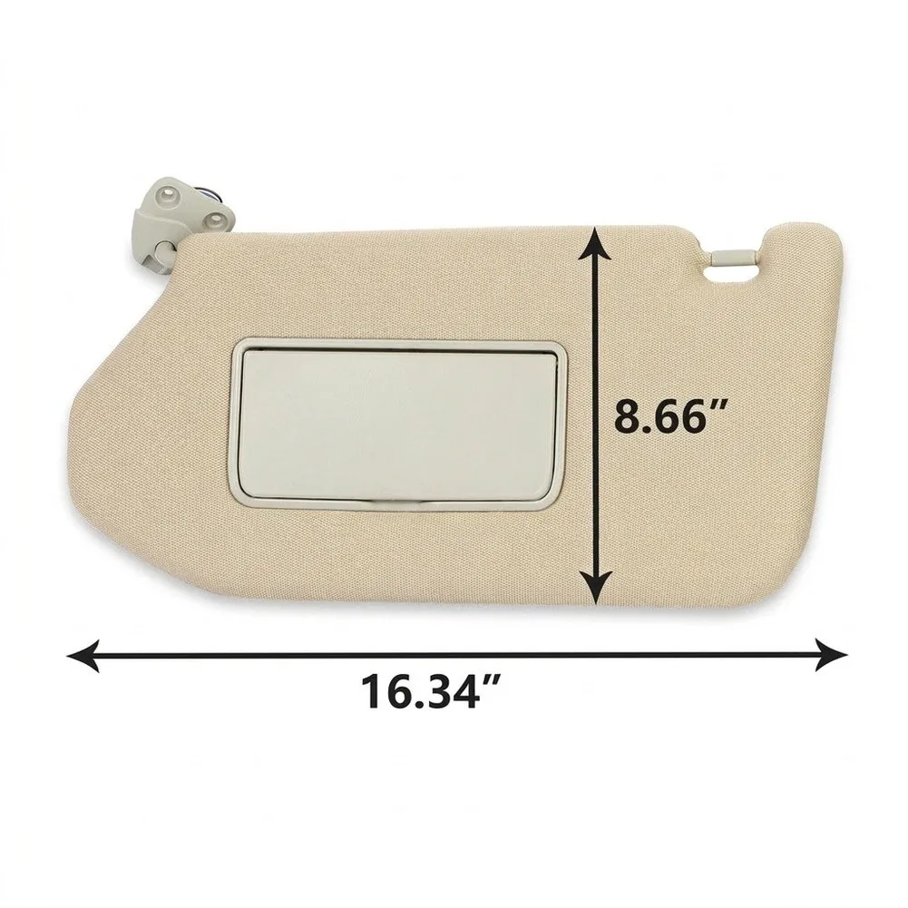 Beige Driver Side Sun Visor Vanity Mirror Visor Built-in Illuminating Light Stable Hinge Structure Direct Bolt-on Installation