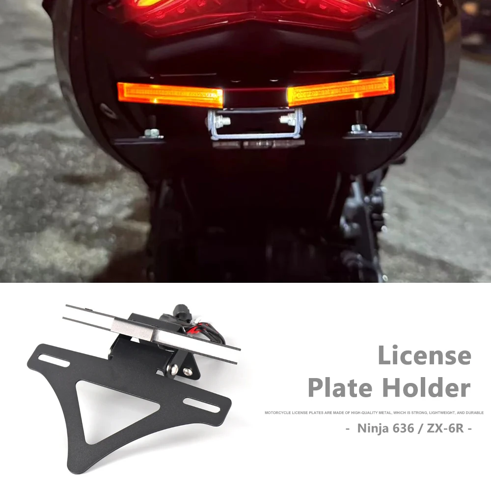 

2024 2025 License Plate Holder For KAWASAKI Ninja ZX-6R NINJA ZX 636 ZX6R Motorcycle Tail Tidy Rear Fender Eliminator LED Light