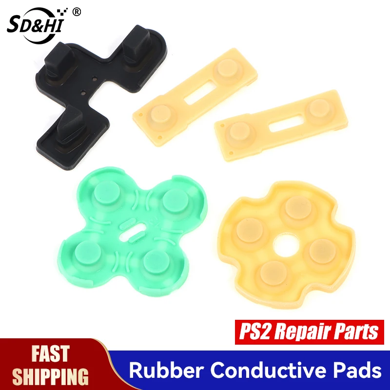 Coussinet de Contact en caoutchouc conducteur, 10 pièces/2 ensembles, bouton d-pad pour Sony PS2, bouton de poignée, pièces de réparation de clé en Silicone souple