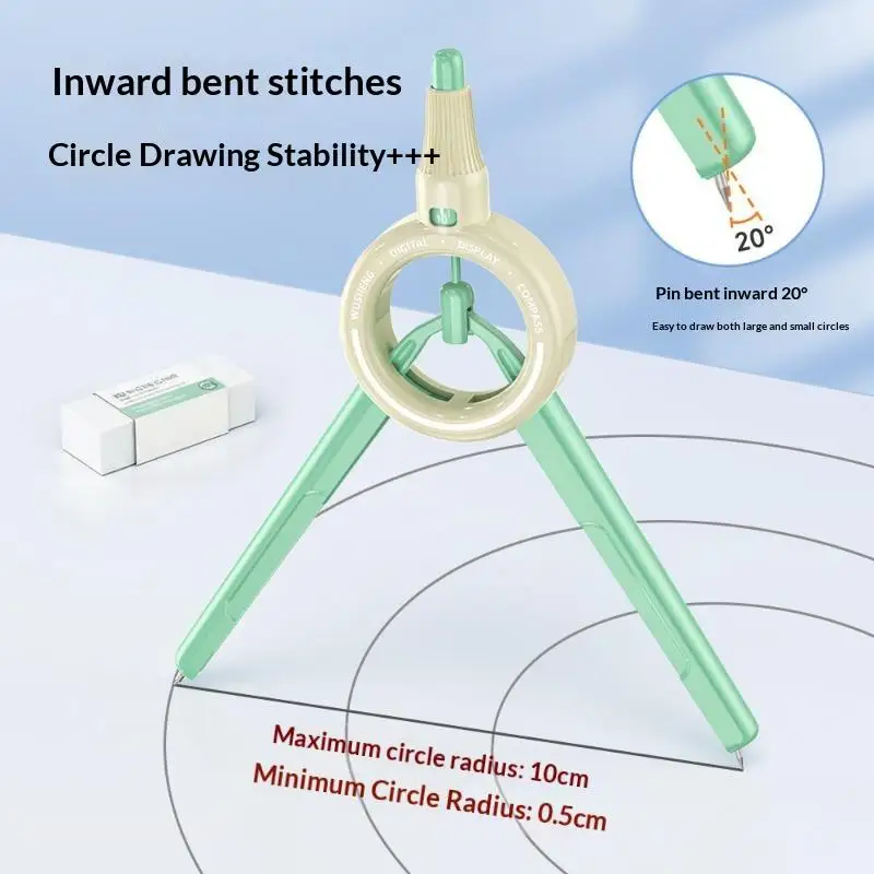 Digital Display Push Button Compass Multifunctional Drawing Tool ABS Integrated Ruler With Scale For Primary Students