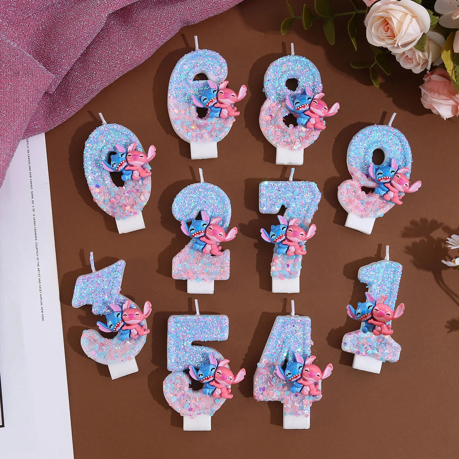 لطيف ليلو و غرزة شمعة عدد 0-9 أنيمي الرقمية غرزة الملاك الأطفال تحت عنوان شموع الحفلات استحمام الطفل هدايا الحفلات 1 قطعة #6