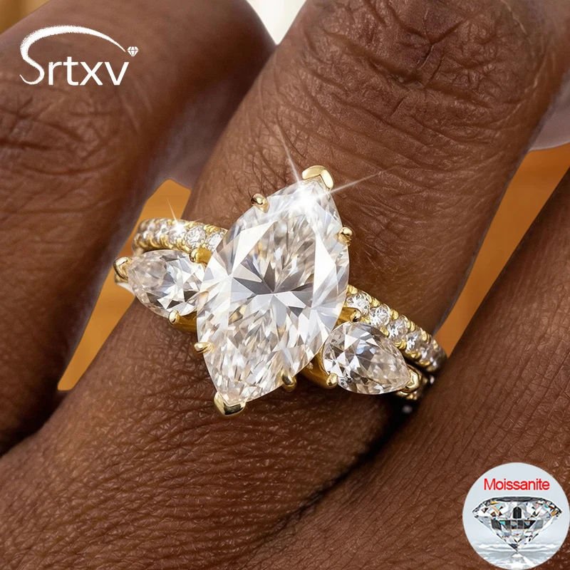 

Сертифицированное обручальное кольцо с муассанитом 4 карата, огранка маркиз, цвет D, для женщин, из стерлингового серебра 925 пробы, для помолвки, подарок, ювелирное украшение