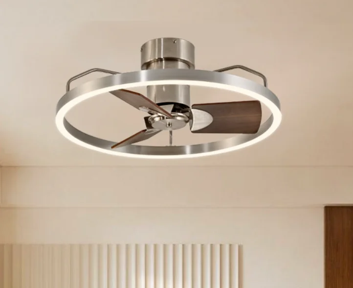 Yellow Rosewood Grain Eye Protection Ceiling Lamp, Mid-Term Silent Aesthetic Living Room Fan Light