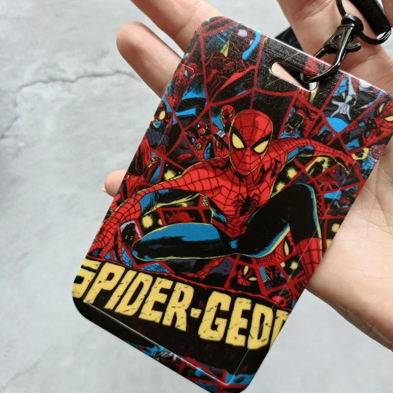 New Marvel Anime Card Cover Spiderman Iron Man Pvc Card Student Campus Card Holder Lanyard Id Card Cover Toys for Children Gifts