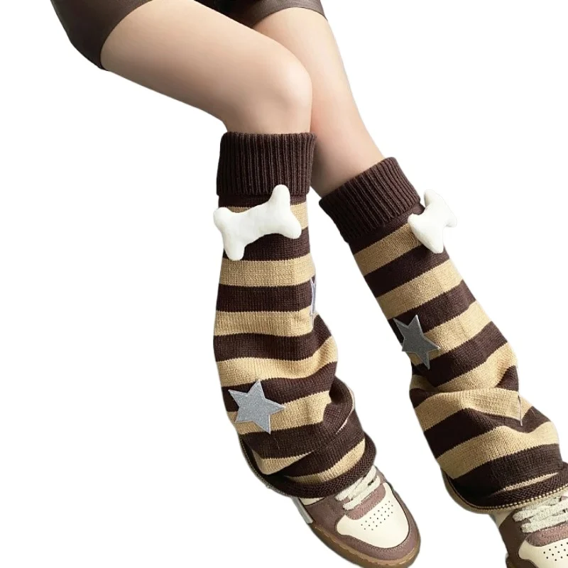 

Wholesale Long Knitted Lazy Knee High Loose Socks Striped Gothic Soft Custom Women's Street Leggings