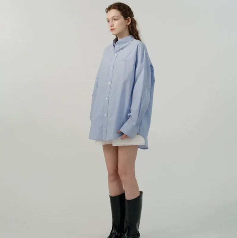 เสื้อคลุมลำลองลายทางยาว ป้องกันแสงแดด TheBarnet Eight Milk ดีไซน์เรียบง่าย ผ้าฝ้ายระบายอากาศ ฤดูร้อน 2025