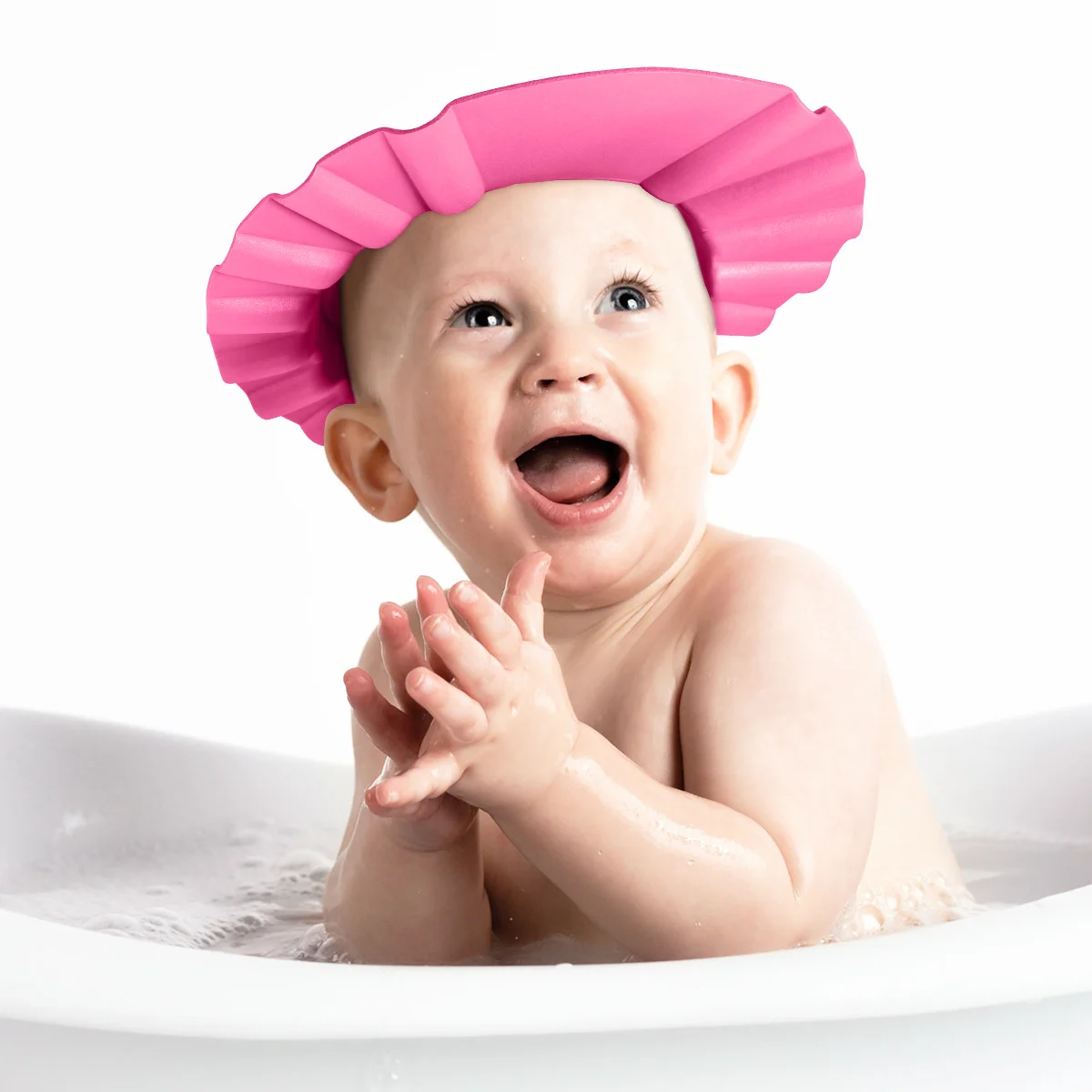 

Adjustable Baby Shower Cap for Infants 3-6 Years Old with Soft Elastic Material Lightweight Bright Color Design for Hair Washing