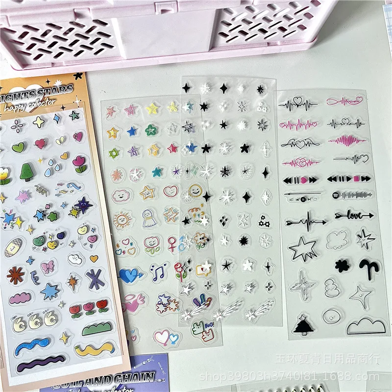 1 Pc Creative Cute Pattern Sticker Korean Style PET Sticker DIY Scrapbooking Journaling Planner Diary Collage Material Sticker
