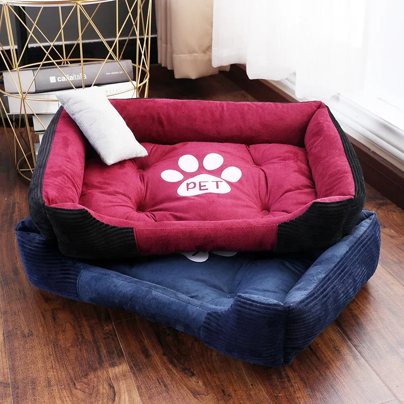 Bed for Dog Cat Pet Square Plush Kennel Medium Small Dog Sofa Bed Cushion Pet Calming Dog Bed House Pet Supplies Accessories