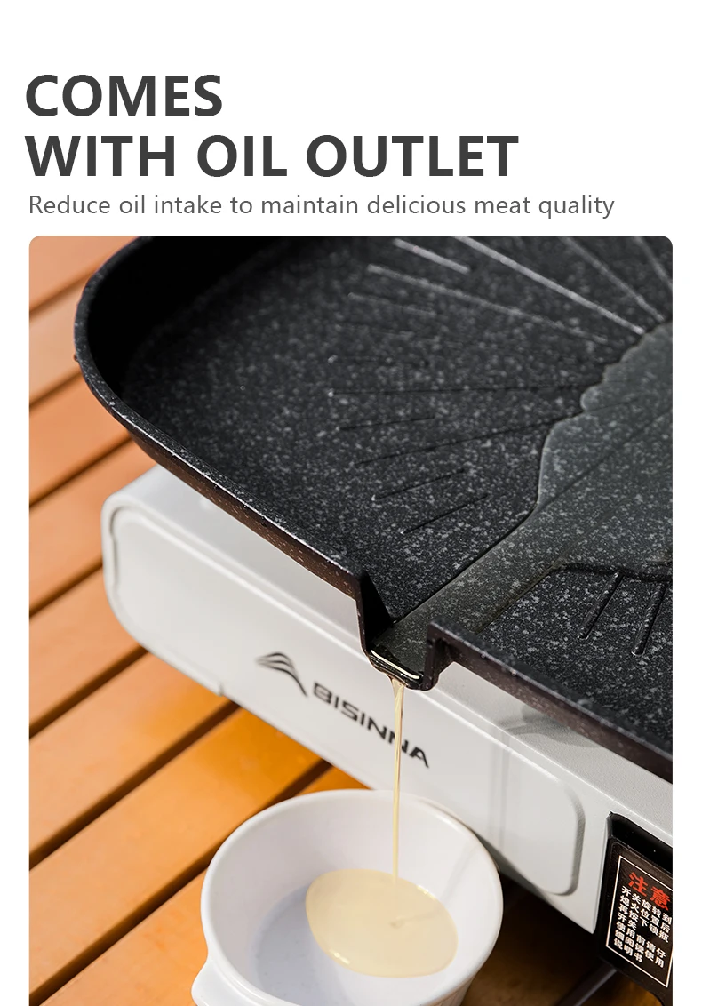 BISINNA Quadratische BBQ-Grillpfanne, antihaftbeschichtet, für den Herd, Grilltablett, koreanische Bratgrillplatte, Outdoor-Campingzubehör – Detail 8