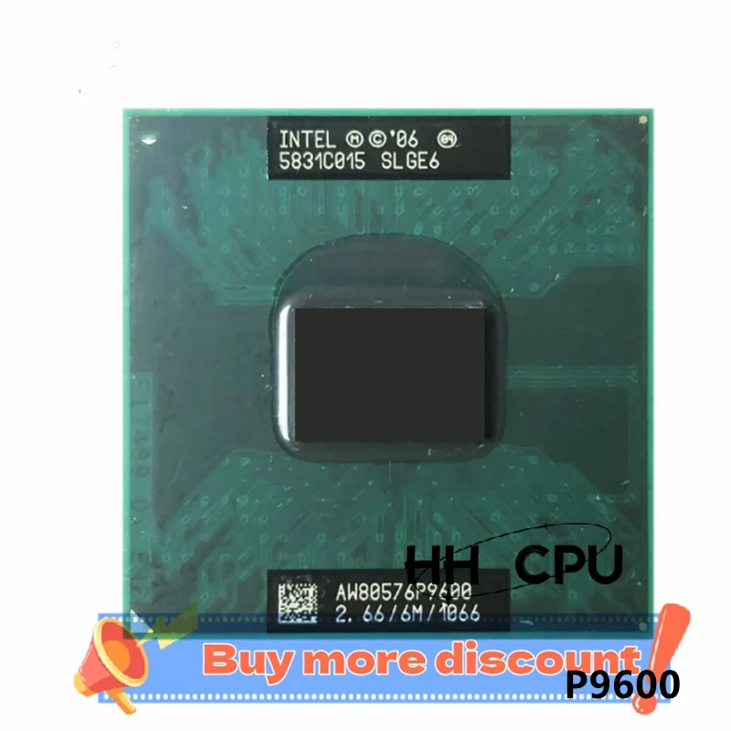 Core 2 Duo P9600 SLGE6 CPU Laptop Processor 2.6 GHz Dual Core Dual Thread 6M 25W Socket P