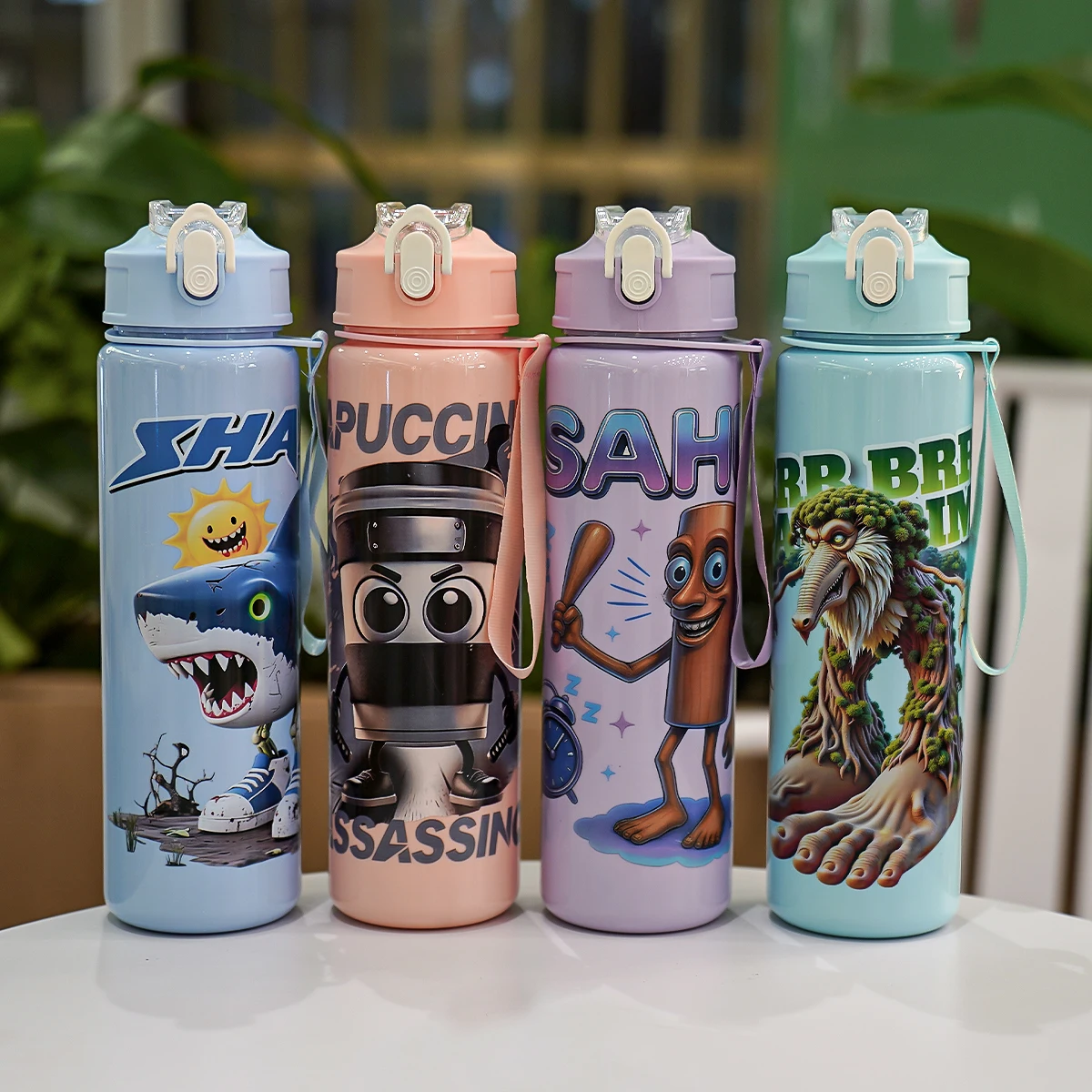 750ml/26oz straw bottle with Shangshu Jing theme, leakproof mouth, portable and durable, suitable for running, cycling, gifts