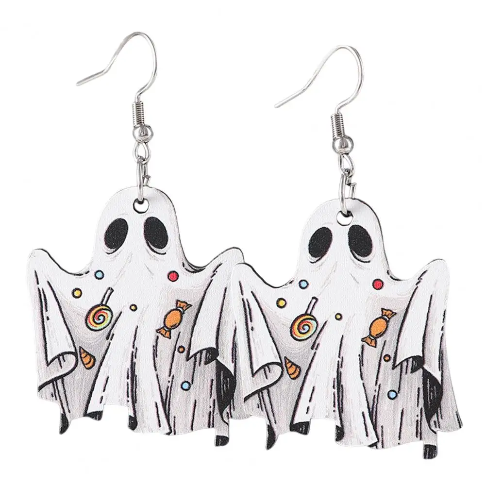 Halloween Costume Jewelry Spooky Halloween Ghost Earrings Set Lightweight Wood Ghost Pumpkin for Women for Family for Women