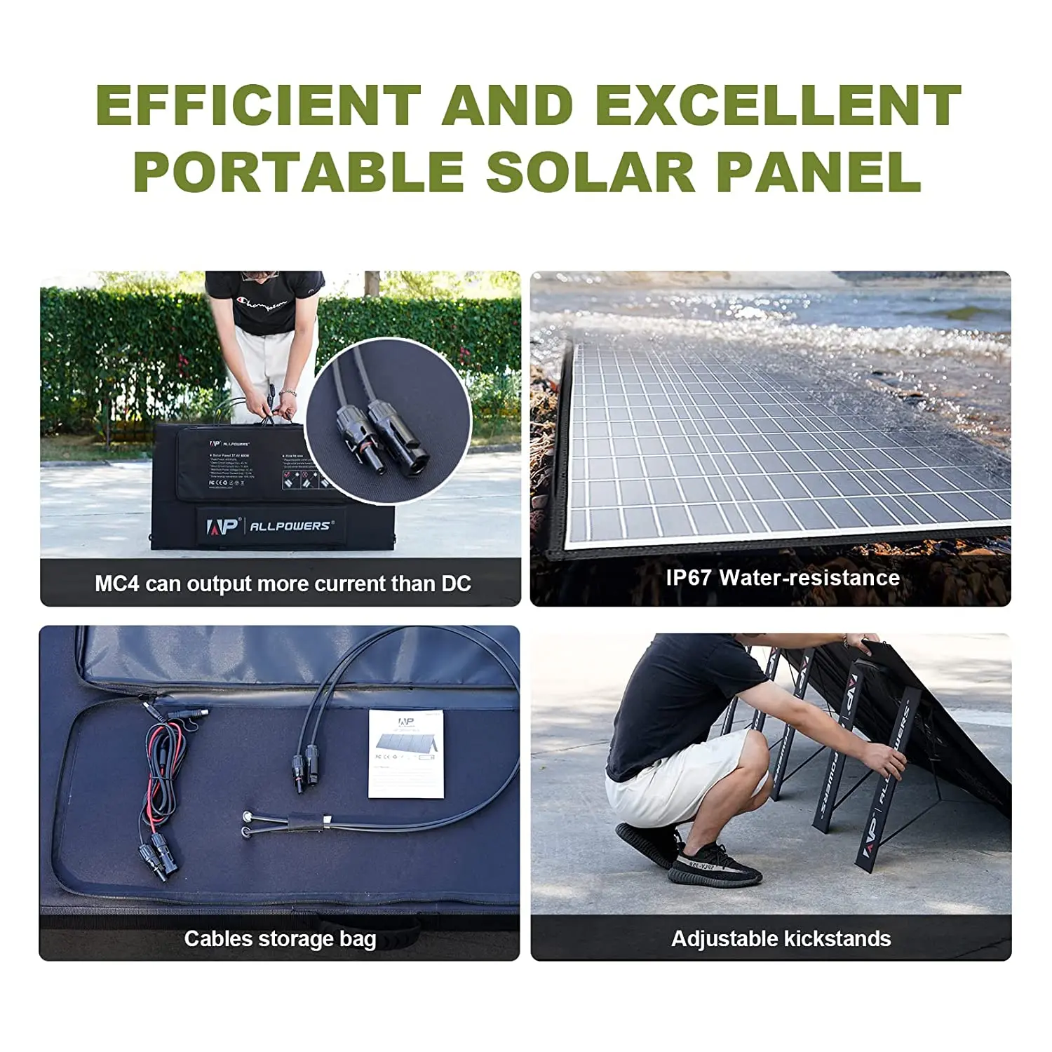 ALLPOWERS Foldable Solar Panel 400W / 200W / 100W / 60W Solar Charger for Power Station Solar Generator Camping Boat