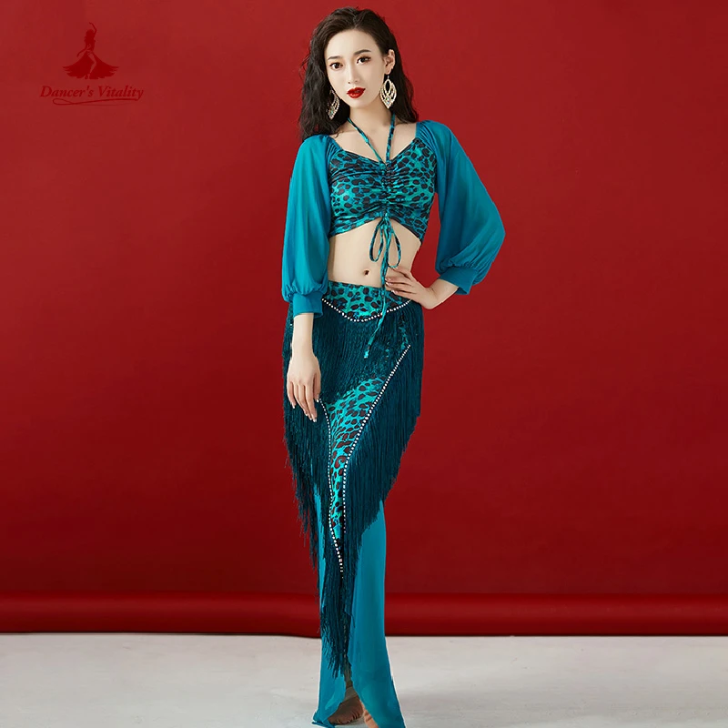 Belly Dancing Clothes for Women Long Sleeves Top+Tassel Skirt Costume Set Oriental Performance Suit Female Bellydance Outfit